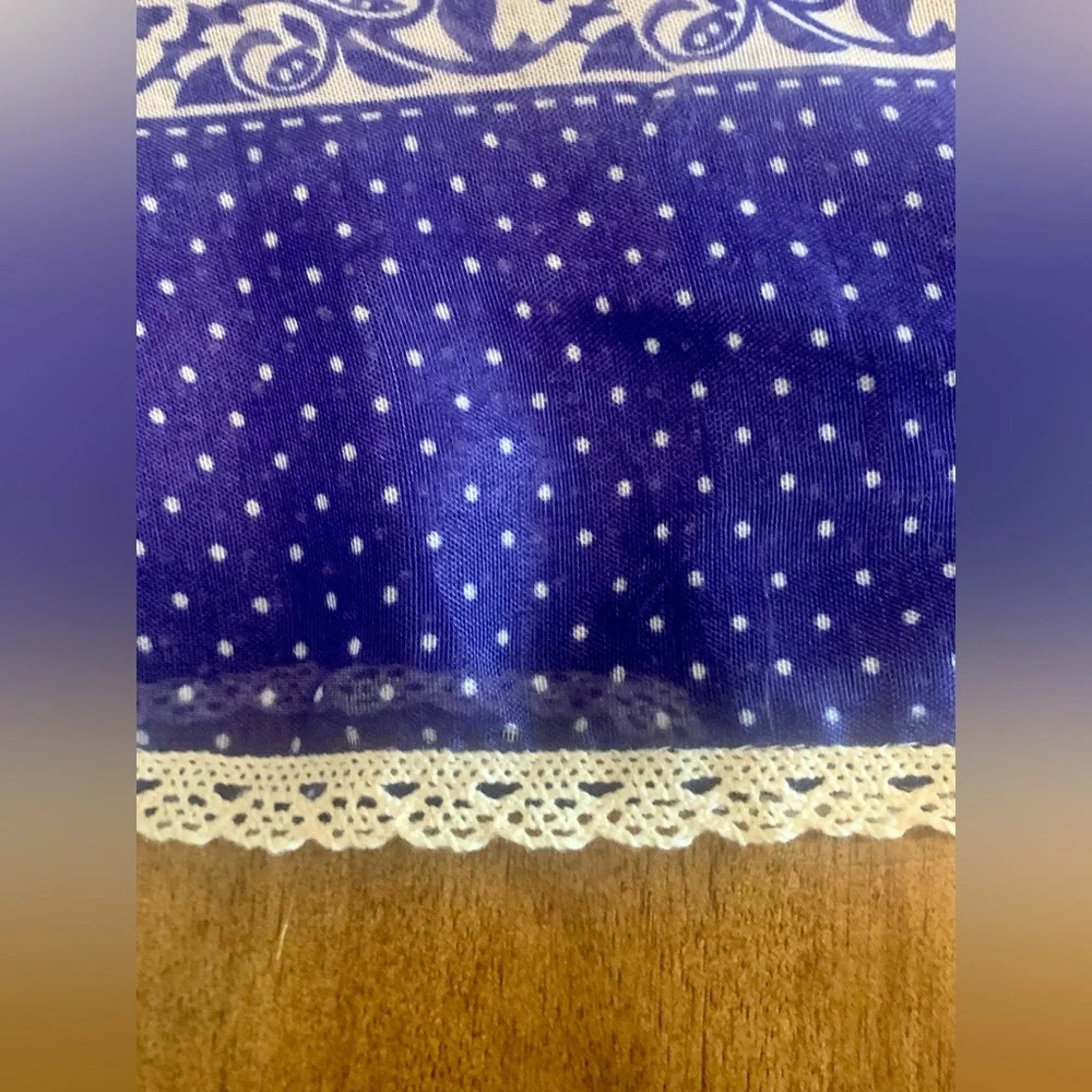 Blue and white chinoiserie inspired print lightweight infinity scarf